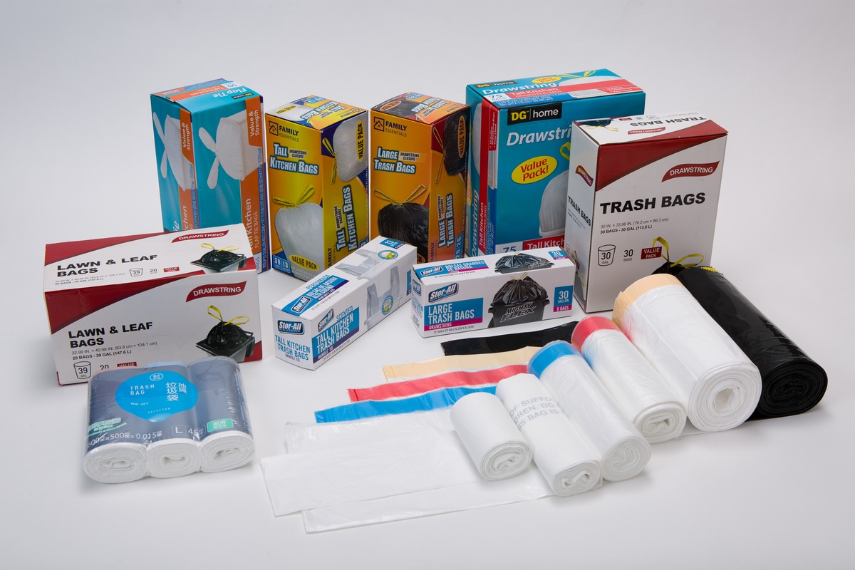 Drawstring trash bags