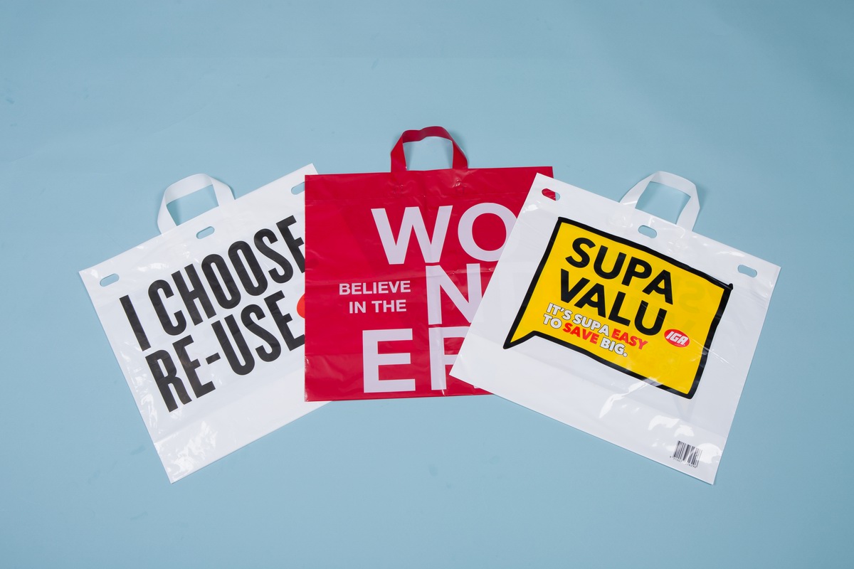 Loop handle shopping bags