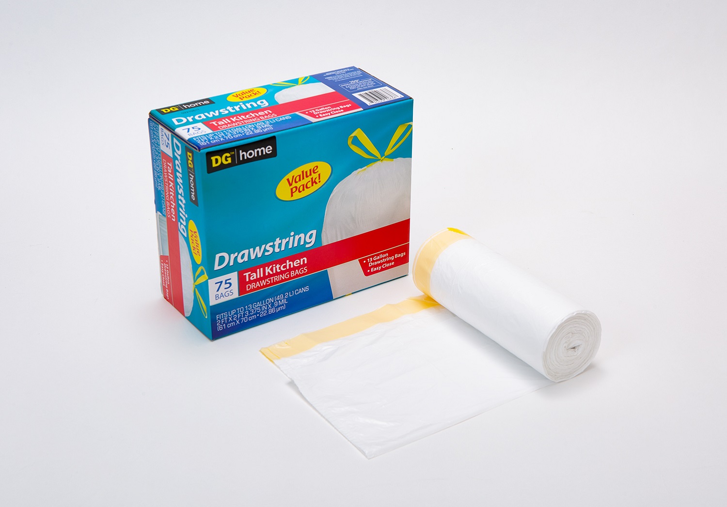 Drawstring garbage bags