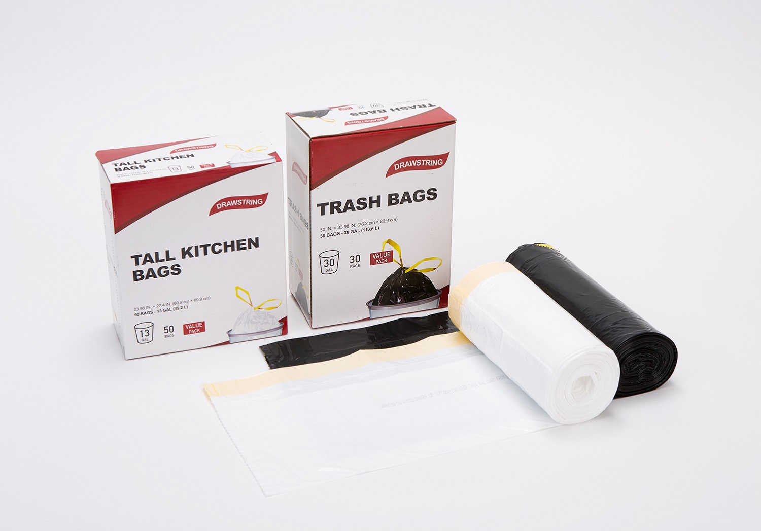 Drawstring bin liners